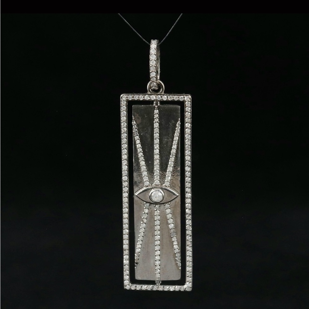 Sheryl Lowe Sterling Diamond "Inspire" and Evil Eye Rotating Pendant